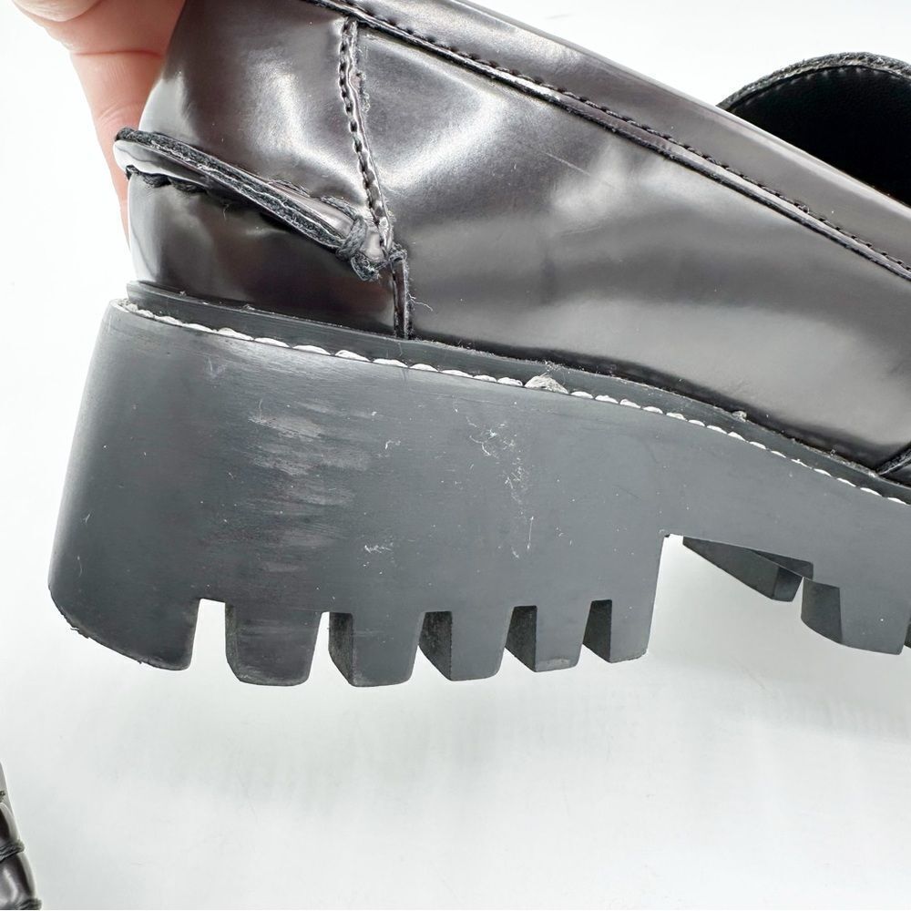 Mango Track Sole Leather Slip-On Loafer with Track‎ Sole Deep Burgundy Sz 7.5 - Picture 12 of 14
